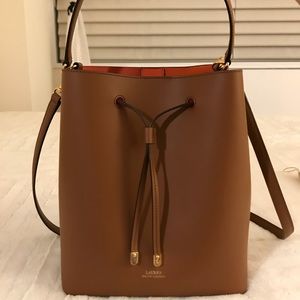 lauren leather debby drawstring bag